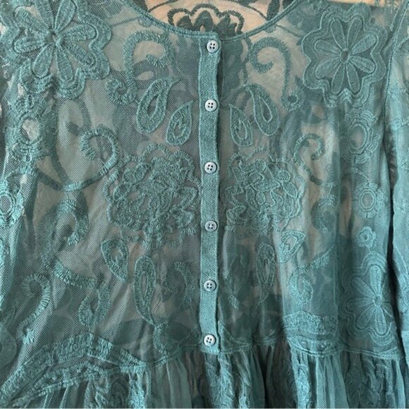 Lane Bryant Size 16 Embroidered Mesh Babydoll Top Coquette Romantic Fairycore - Picture 8 of 12